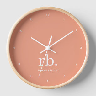 Horloge Monogramme Corail Pêche Élégante Feminine Minimali