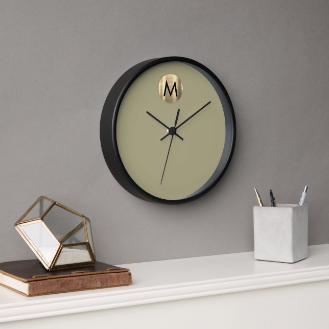 Horloge Monogramme d'or minimaliste moderne (Bureau)