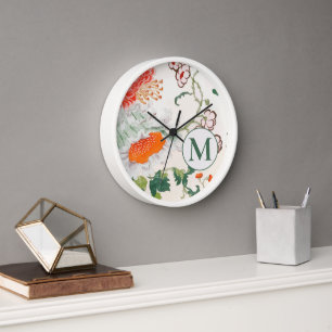 Horloge Monogramme floral florissant
