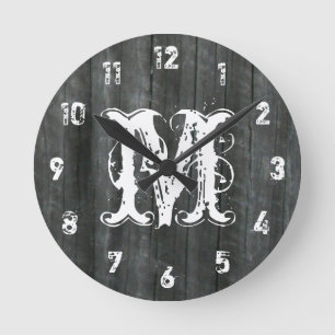 Horloge Monogramme inspirée du bois de la grange p