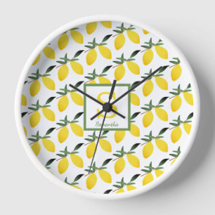 Horloge Monogramme moderne Citrus citron