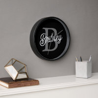 Monogramme moderne élégant Nom noir Gris noir Scri