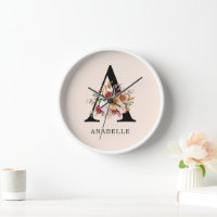 Monogramme Moderne Fleurs de Floraison Automne Aqu