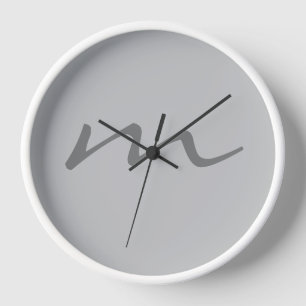 Horloge monogramme moderne tendance gris professionnel