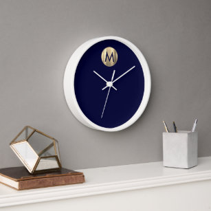 Horloge Monogramme or bleu marine de luxe