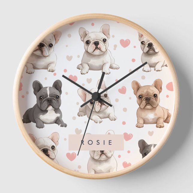 Horloge Monogramme Personalized Adorable French Bulldog (Recto)