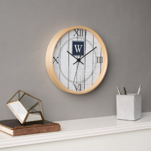 Horloge Monogramme Rustique de la Marine