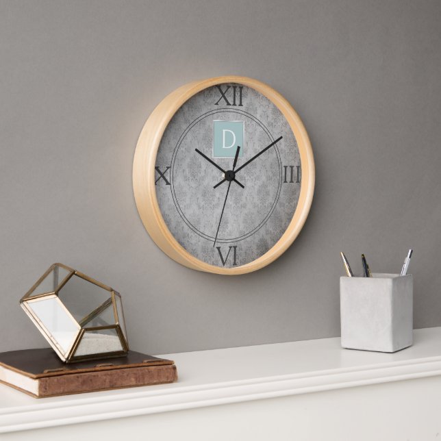 Horloge Monogramme Vintage turquoise Damas (Bureau)