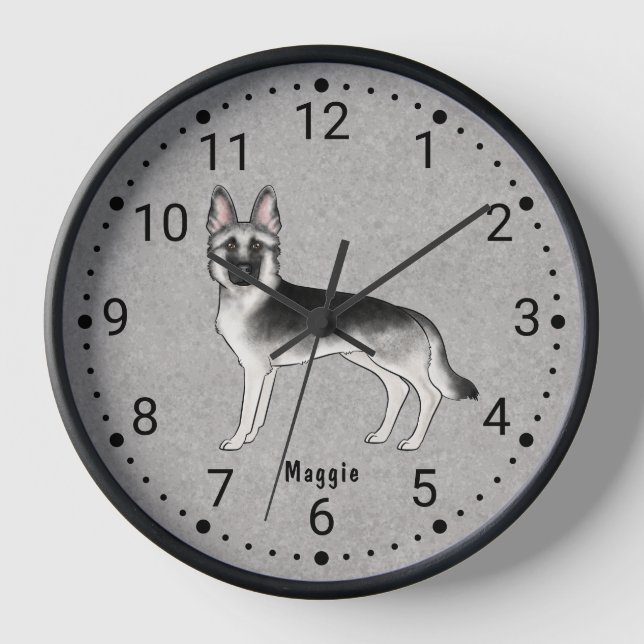 Horloge Montre à numéros Chien Berger Allemand Silver Sabl (Recto)