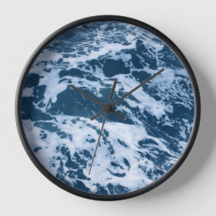 Horloge Moody Blue Ocean Waves Wall