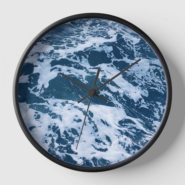 Horloge Moody Blue Ocean Waves Wall (Recto)