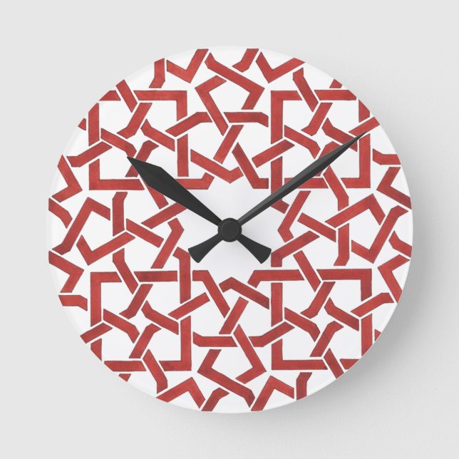 Horloge Mosaïque marocaine rouge MAMLUK (Recto)