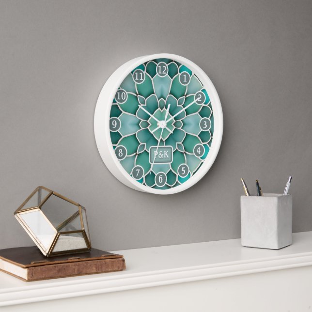Horloge Motif au trésor de plage en verre de mer dans les  (Bureau)