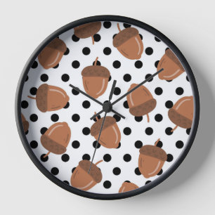 Horloge Motif Automne Y2K Points Noirs Glands