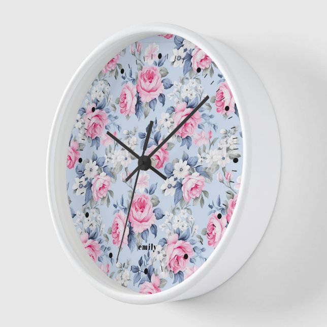 Horloge Motif chic Shabby rose pastel (Angle)