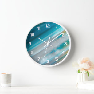 Horloge Motif d'agate à bande bleue turquoise