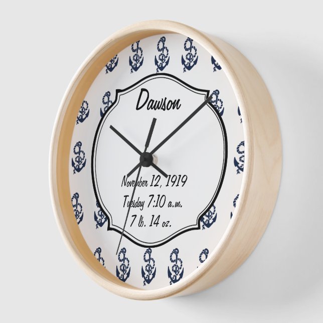 Horloge Motif d'ancre de marine nautique (Angle)