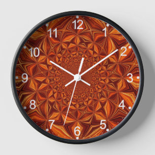 Horloge Motif d'art numérique kaléidoscope rouge-67546