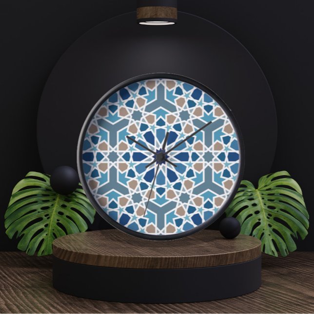 Horloge Motif de conception géométrique arabe (Arabic Geometric Design Pattern Wall Clock)