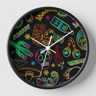 Horloge Motif de Fiesta du Mexique