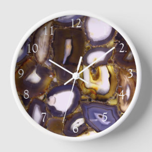 Horloge Motif de géode en pierre blanche Brown violet