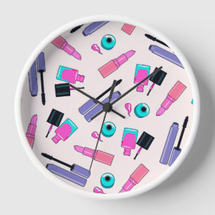 Horloge Motif de maquillage rose et violet