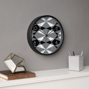 Horloge Motif de mosaïque Carré noir noir noir