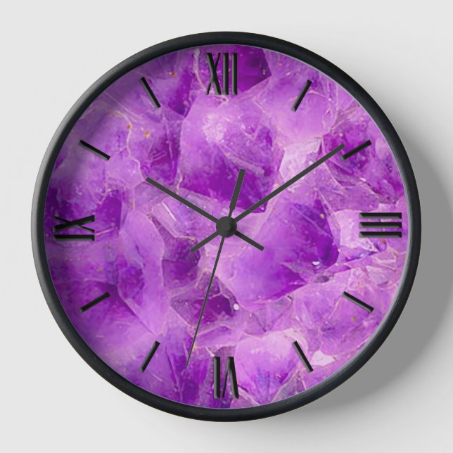 Horloge Motif de pierre précieuse, cristal d'améthyste (Recto)