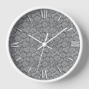 Horloge Motif de tourbillon japonais - blanc et noir