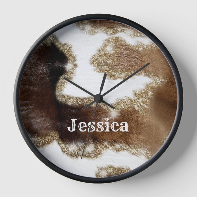 Horloge Motif de vache monogramme moderne avec Fake Glitt (Recto)
