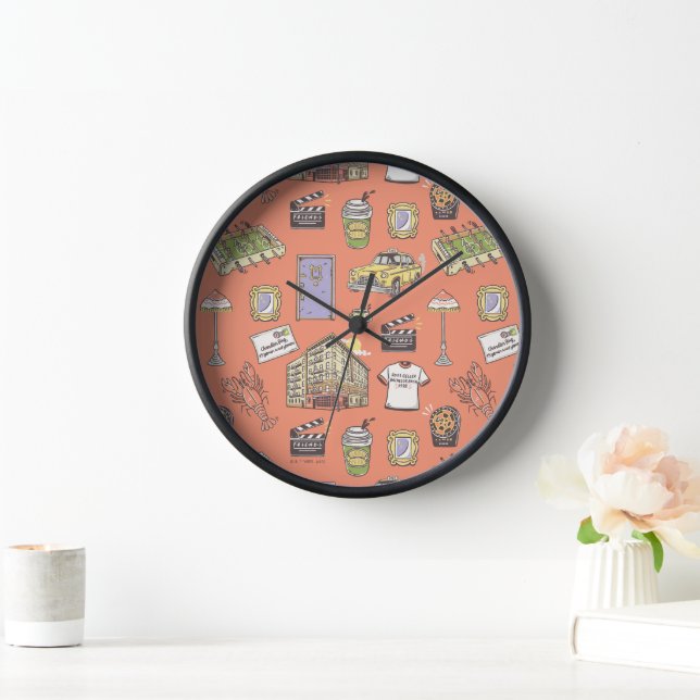 Horloge Motif d'icônes colorées FRIENDS™ (Maison)