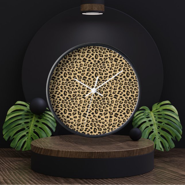 Horloge Motif Empreinte de léopard (Cute Leopard Print Pattern Clock by Looly Elzayat)