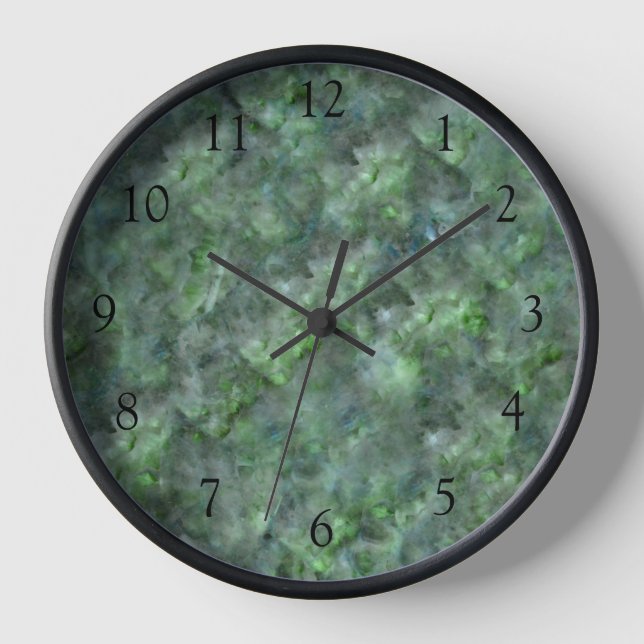 Horloge motif en granit de quartz vert Abstrait (Recto)