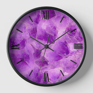 Horloge Motif en pierre de Gem, Amethyst Crystal