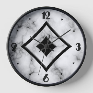 Horloge Motif en pierre de Gem, gris / gris marbre & noir