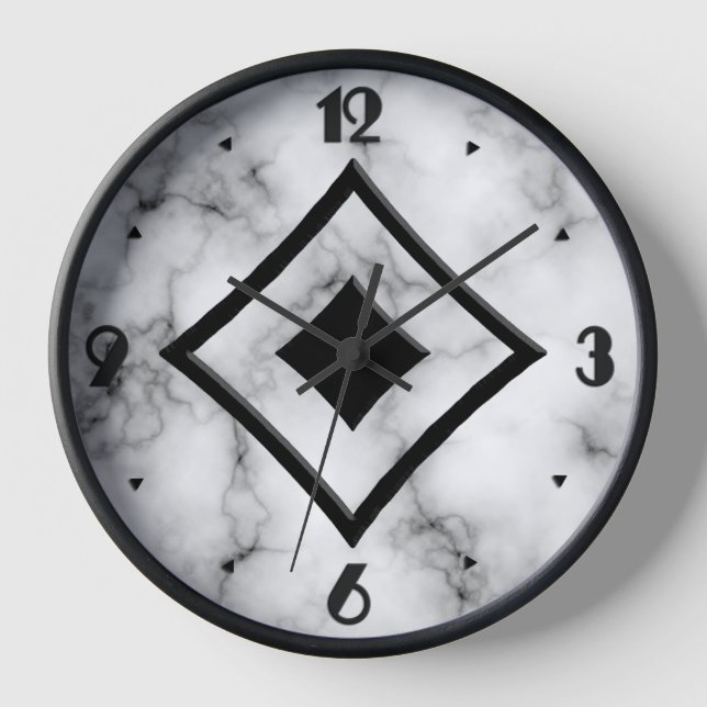Horloge Motif en pierre de Gem, gris / gris marbre & noir  (Recto)