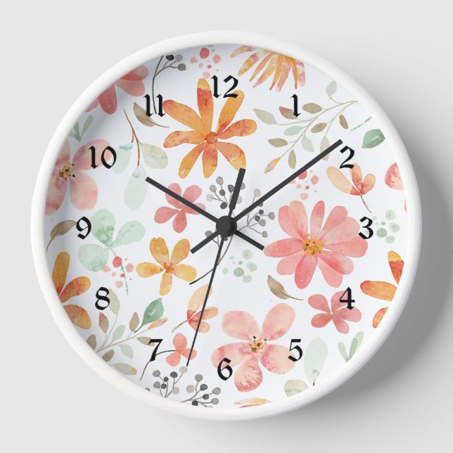 Horloge Motif Floral Pastel Sérénité (Recto)