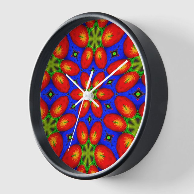 Horloge Motif Floral Rouge mou (Angle)