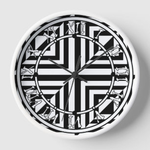 Horloge Motif géométrique noir et blanc