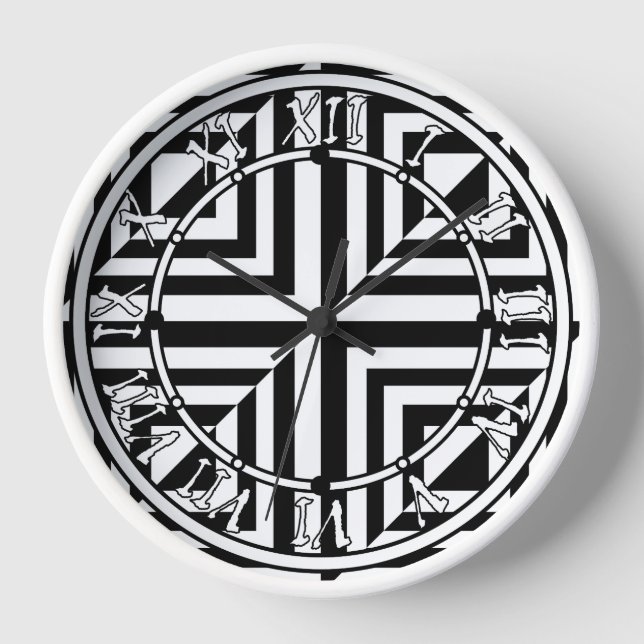 Horloge Motif géométrique noir et blanc (Recto)