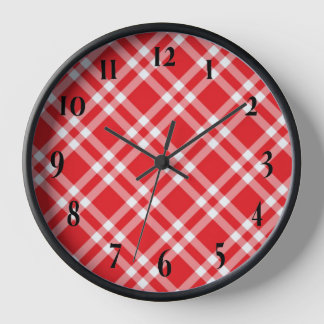 Horloge Motif Gingham Rouge