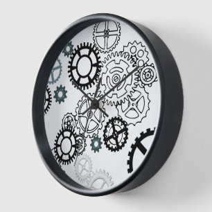 Horloge Motif gris bleu blanc pour garçons Décor de la cha