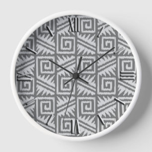 Horloge Motif Ikat Aztec - Nuances de gris / gris