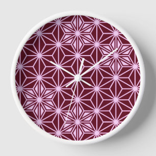 Horloge Motif japonais Asanoha - bordeaux