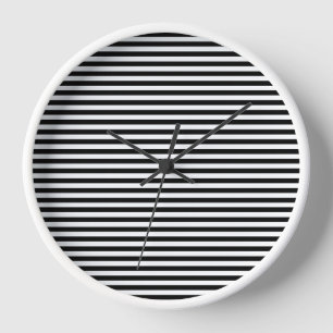Horloge Motif moderne à rayures noir et blanc