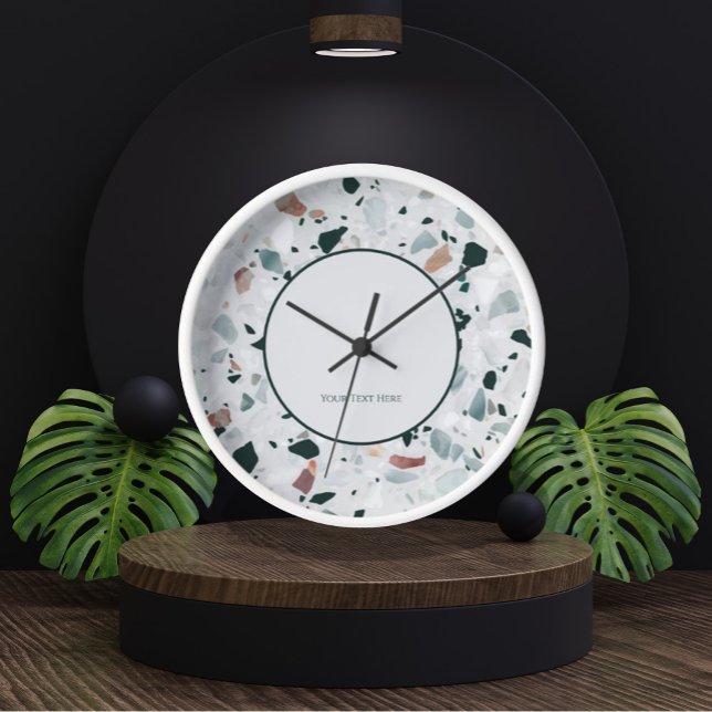 Horloge Motif moderne Abstrait Terrazzo (Modern Abstract Terrazzo Pattern Clock by Looly Elzayat)