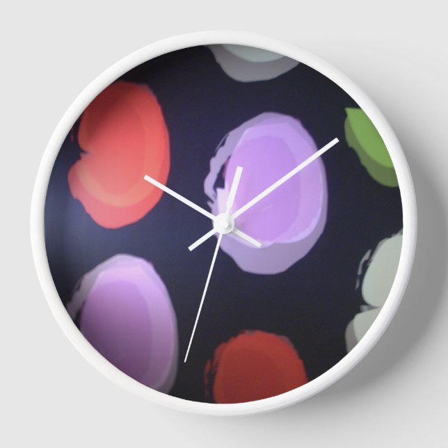 Horloge Motif moderne coloré Polka Point Art Imprimer (Recto)