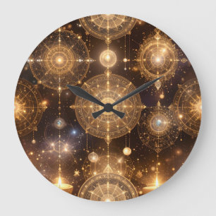 Horloge Motif ornée d'or céleste