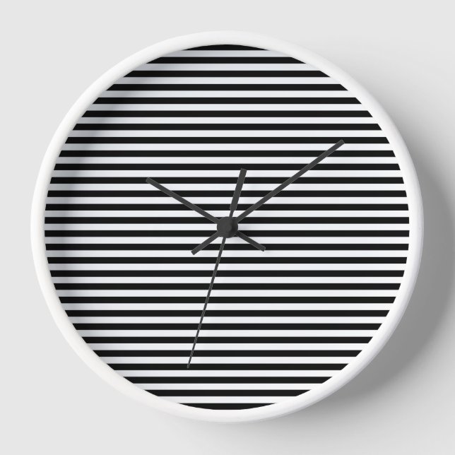 Horloge Motif rayures noir et blanc moderne (Recto)