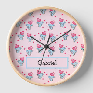 Horloge Motif rose éléphant mignon